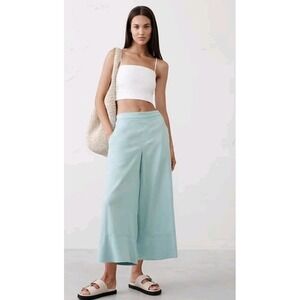 Banana Republic Pants Linen Wide Leg Cropped Pockets Comfort Stretch Boho